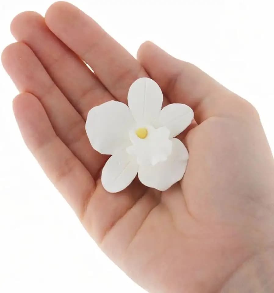 Global Sugar Art 6-Count White African Orchids, Medium, Gumpaste Orchids