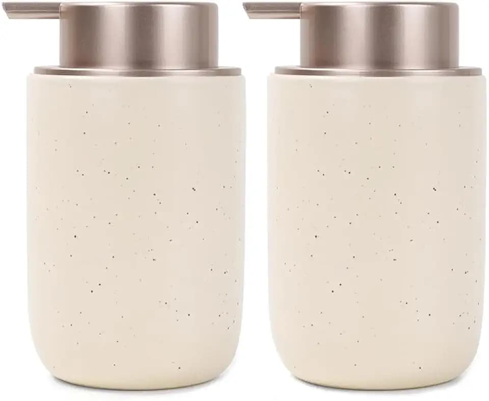 BosilunLife Apricot Soap Dispenser Set-2 Pack 12oz Ceramic Soap Dispenser