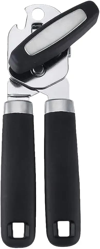 OCHI Manual Can & Bottle Opener – Heavy Duty Stainless Steel, Smooth Edge Cutter, Oversized Turn Knob, Soft Grip Handle, Dual Function, USA Engineered Kitchen Tool