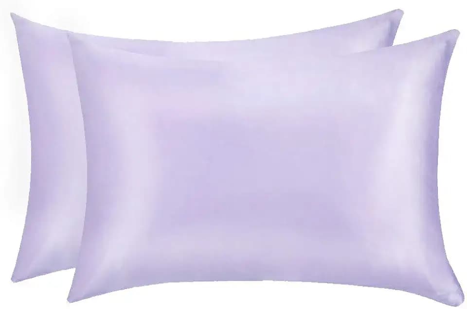 Jocoku 100% Mulberry Silk Pillowcases Set of 2 for Hair and Skin and Super Soft and Breathable Standard Size Nature Silk Pillowcases (Standard, Light Purple)