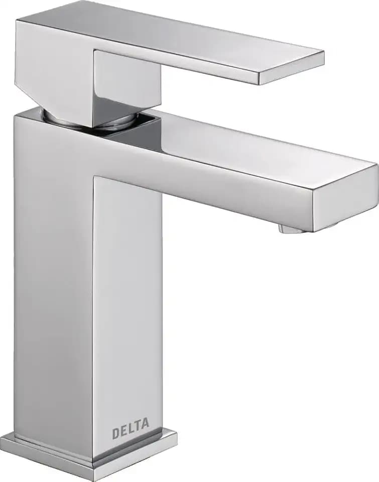 Delta Modern Matte Black Bathroom Faucet 1 Hole, Single Hole Bathroom Sink Faucet for Vanity, Metal Push-Pop Drain Assembly, Chrome 567LF-PP