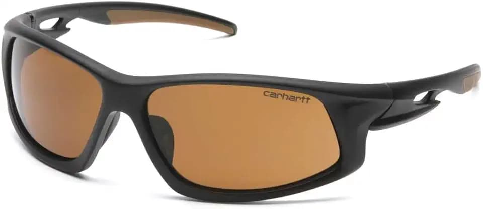 Carhartt Ironside Safety Glasses, Retail Clamshell Packaging, Black/Tan Frame, Sandstone Bronze Anti-Fog Lens