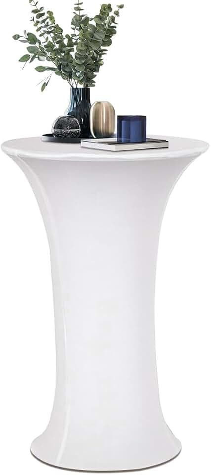 24x43 Cocktail Spandex Stretch Round Tablecloth Table Cover C124 (White)