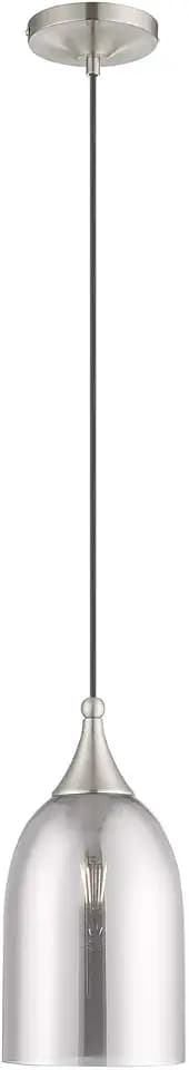 Livex Lighting 40649-91 Art Glass - 1-Light Mini Pendant, Brushed Nickel