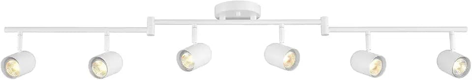 Globe Electric 64000171 49" 6-Light Foldable Track Lighting, Matte White, Pivoting Track Heads, Ceiling Light, Home Improvement