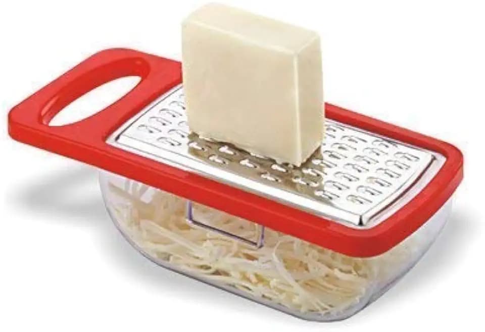 AJE Compact Grater for Vegetable and Cheese with Container- Plastic Cheese Grater with Container Box Storage for Cheese, Vegetables, Fruits, Ginger, Best for Travelling (Multicolor) Pc of 1