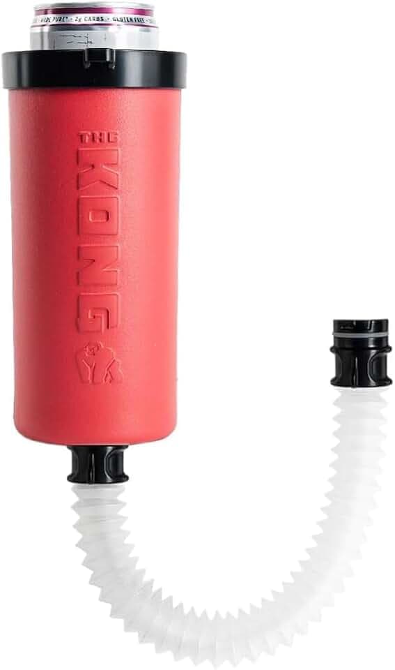 Kong Skinny Can Cooler Coozie with Detachable Expandable Drinking Hose, Red