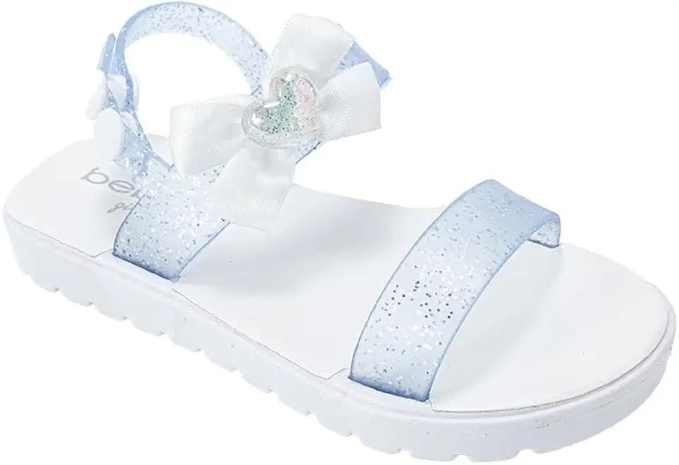 bebe Girl's Flat Sandals - PCU Sandals with Flower, Bow, and Rhinestone Details for Toddler/Little Kid/Big Kid