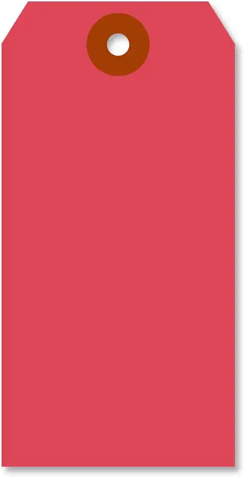 SmartSign Pack of 1000 Red Blank Shipping Tags, Size-5, 13pt Thick Cardstock Tags, 2.375" x 4.75" Paper Hang Tags with Reinforced Fiber Patch (Without Strings)
