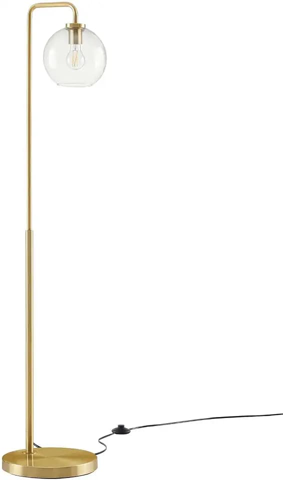 Modway Silo Glass Globe Glass and Metal Floor Lamp in Satin Brass