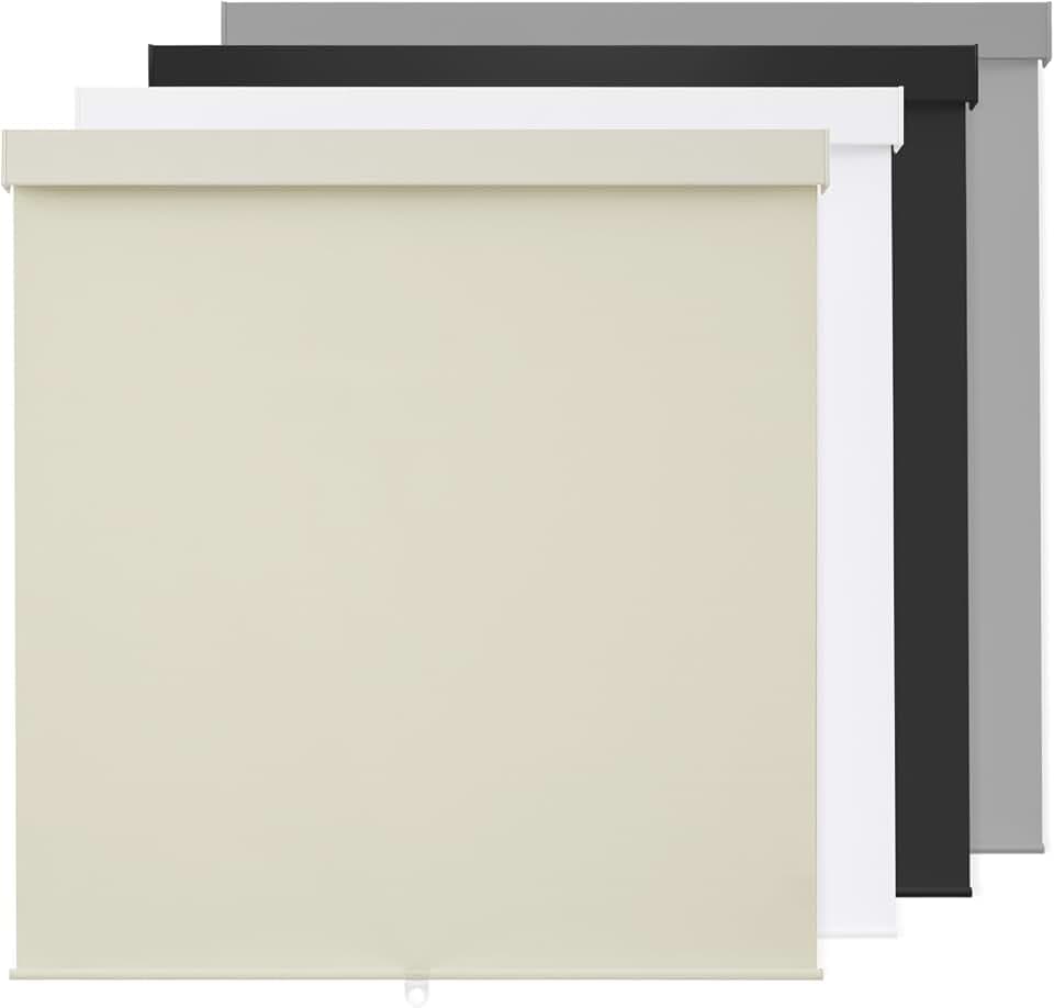 100% Blackout Roller Shades Cordless Blinds for Indoor Windows,Free-Stop Window Shades Pull Down,Thermal Insulated Fabric UV Protection,Blackout Window Guard Blinds for Home,Office,Ivory,23" W x 72" H