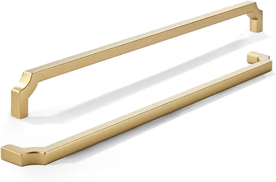 khtumeware 1-Pack 18 Inch Square Brushed Gold Appliance Cabinet Pulls, Solid Satin Gold Zinc Alloy Heavy-Duty Handles for Kitchen/Bathroom Cabinets, Drawers & Cupboards (18 Inch Center to Center)