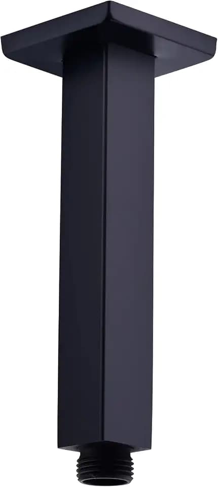 6 Inch Matte Black Square Ceiling Mount Shower Arm and Flange