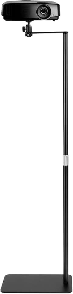 QWORK® Platzsparender L-Form Beamer Ständer mit Universelles 1/4 Gewinde - 360° Schwenkbarer - Höhenverstellbar 65-120 cm - Rutschfestem Unterlage - Kabelmanagement-Design