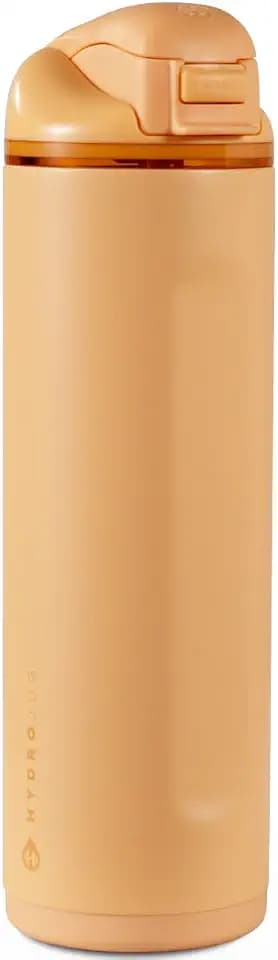HydroJug Ease2o Water Bottle with Straw & Chug Lid, Stainless Steel, Vented Cap to Help Reduce Pressure, Water-Level Window, Cup Holder Friendly, Non-Slip Base – 24oz, Marigold