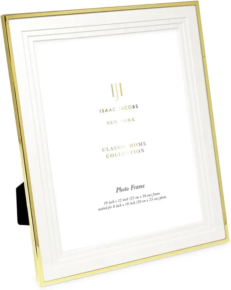 Isaac Jacobs 10x12 (Matted 8x10) Gold Classic Metal Picture Frame w/Easel