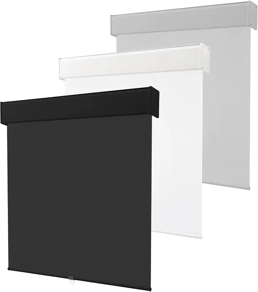 Melodieux 100% Blackout Cordless Free-Stop Roller Shade, Window Blind with Thermal Insulated, UV Protection Fabric. Roller Blind for Office and Home. Easy to Install. Black, 34" W x 72" H