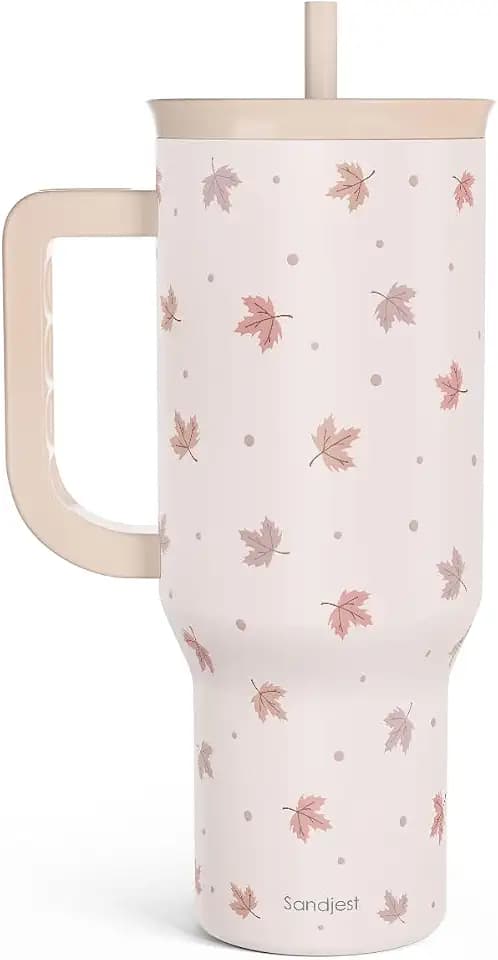 Fall Maple Leaf Stainless Steel Tumbler with Handle 40 Ounces Insulated, Travel Cup for Women Girls Friends Teens