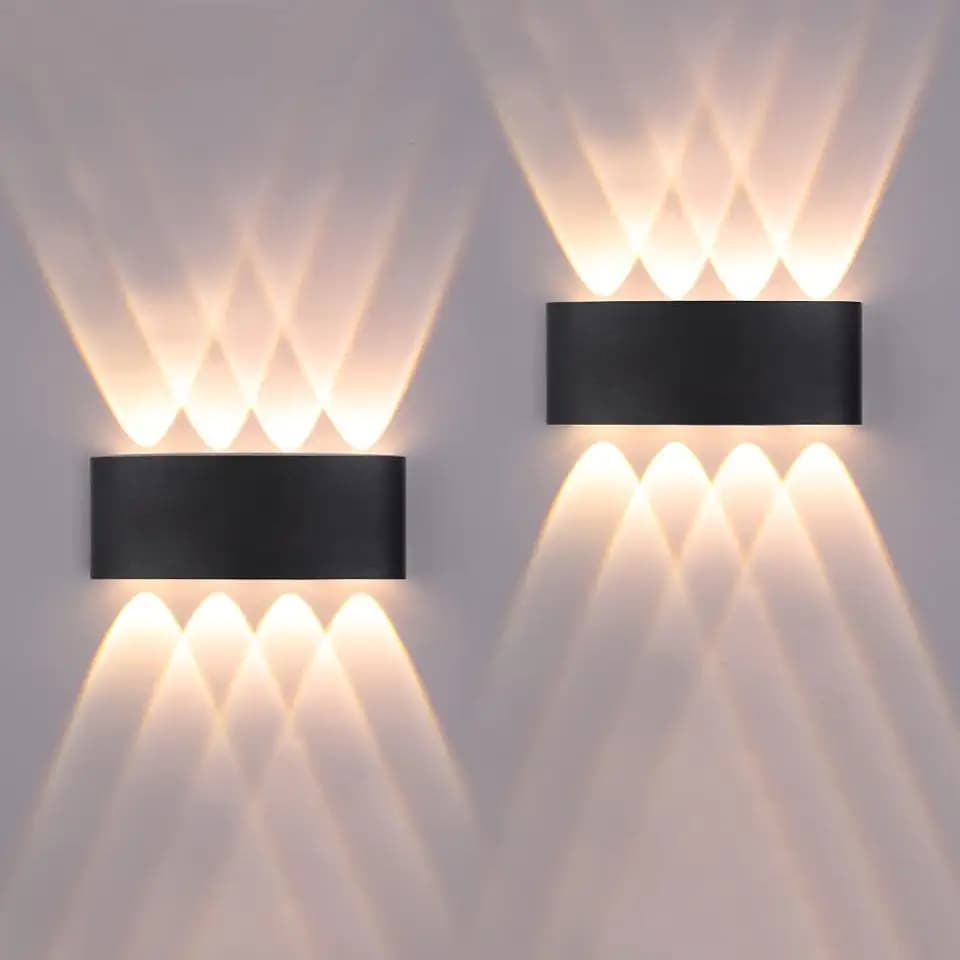2 Stücke Wandleuchte Aussen/Innen LED Wandlampe Außen 16W 1600LM Wandbeleuchtung Up and Downlight IP65 Wasserdichte moderne Aussenlampe Aluminium Scheinwerfer Wandleuchten(schwarz 3000K warmes Licht)