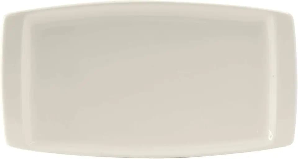 Tuxton Napa Pearl White Narrow Rim 13-3/4-Inch Rectangular Plate, Case of 12, White; Scratch Resistant; Chip Resistant; Lead & Cadmium Free; Dishwasher, Microwave, Oven Safe