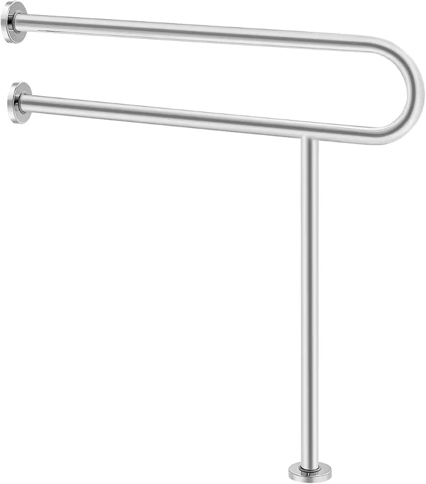 VEVOR Aufstehhilfe Toilette, 780x76x800 mm, Wandstützgriff für Behinderte, Handikap Haltegriff aus Edelstahl 304, mit Anti-Rutsch-Griff, Sicherheitshandlauf mit Stützbein & Tragkraft 136 kg