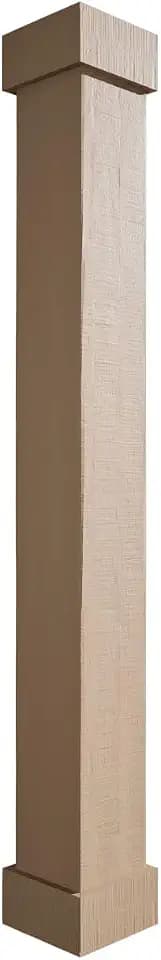 Ekena Millwork COLURC06X096STUF Rough Cedar Endurathane Faux Wood Non-Tapered Square Column Wrap w/Standard Capital & Base Rustic Columns, 6"W x 8'H