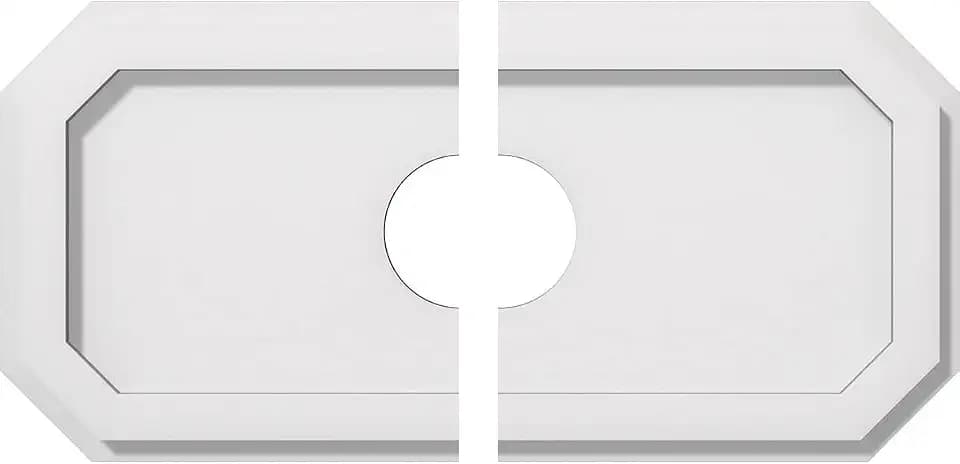 Ekena Millwork CMP18X9ED2-03000 Emerald Architectural Grade PVC Contemporary, Two Piece Urethane Ceiling Medallions 18"W x 9"H x 3"ID x 6 1/4"C x 1"P