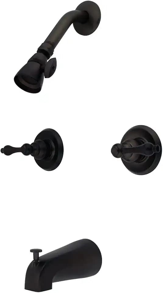 Kingston Brass KB245AL Twin Handle Tub and Shower Faucet with Decor Lever Handle, Oil Rubbed Bronze,5-Inch Spout Reach , Oil-Rubbed Bronze