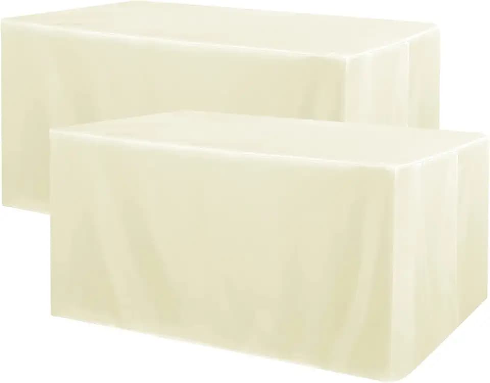 Obstal 2 Pack Table Clothes for 6 Foot Rectangle Tables, Cream