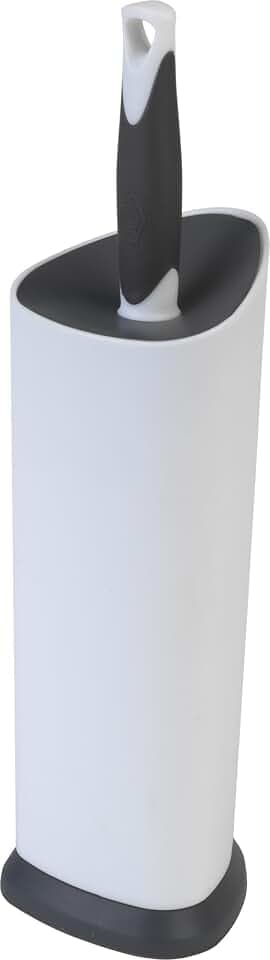 Clorox Covered Toilet Brush and Caddy with Splash Guard & Non-Skid Base, 2-Piece, White