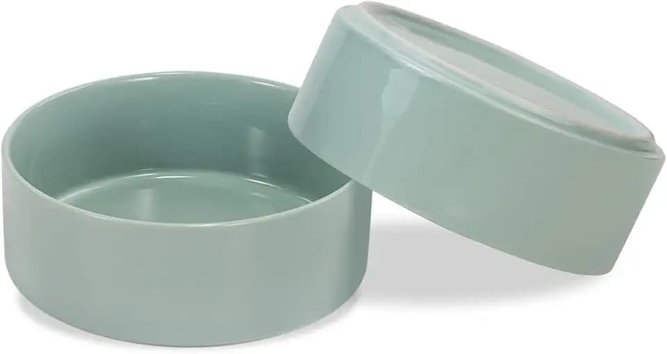 SPUNKYJUNKY Keramik Hundenapf 2pcs Fressnapf Futternapf Katzennapf Napf für Katzen und Hunde (400ml, Hellgrün)