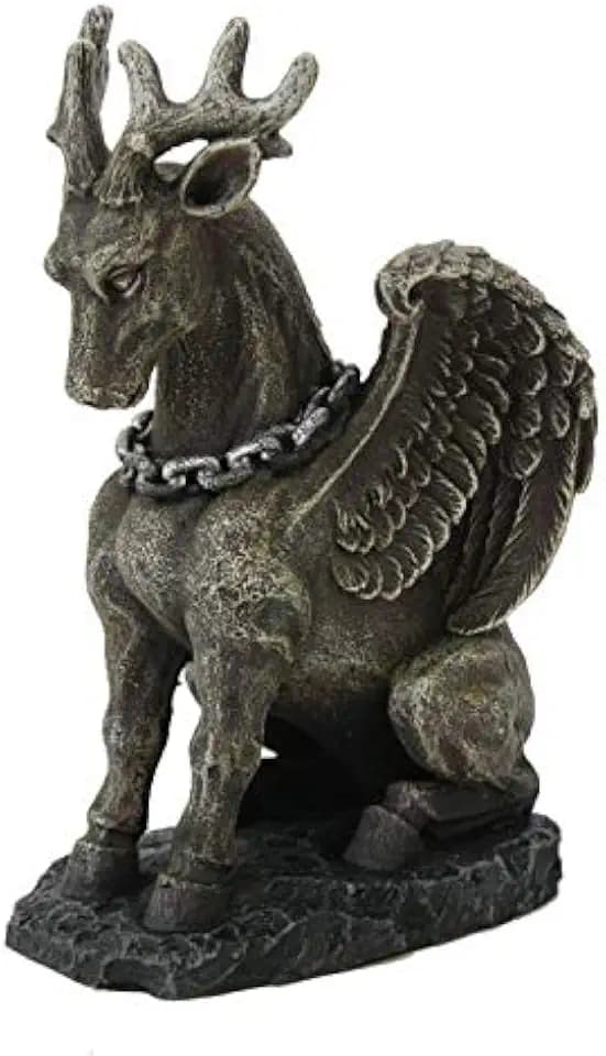 Pacific Giftware Domesticated Winged Stag Bound by Metal Chain Collar Gargoyle Resin Figurine Statue
