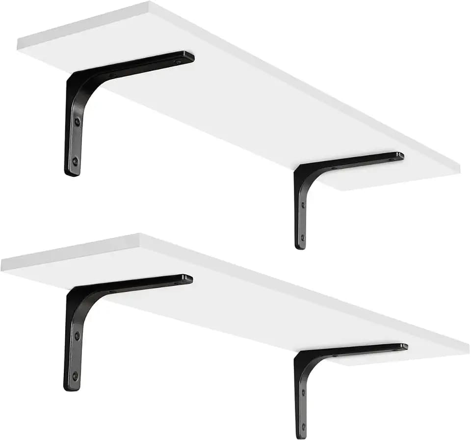 DINZI LVJ Long Wall Shelves, 23.6Inch Wooden Wall Mounted Shelves, Set of 2