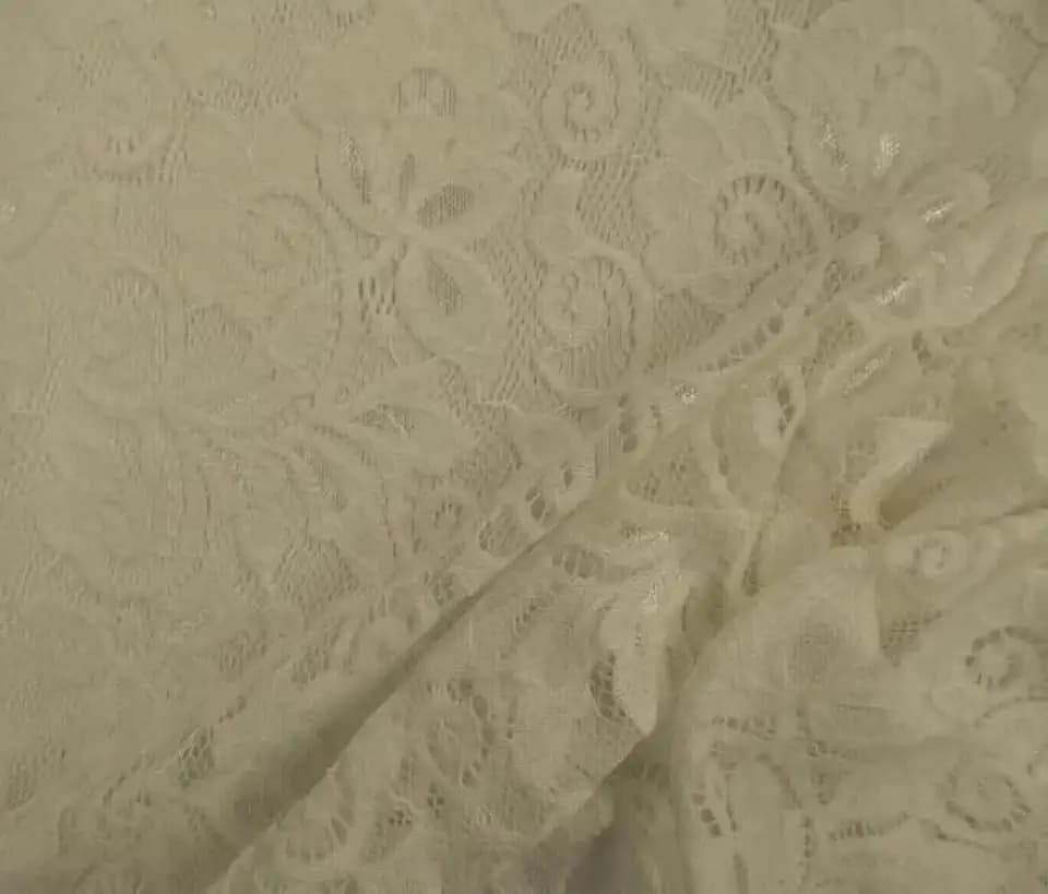 Fabric 58" Wide Ivory Embroidered Stretch Lace Apparel Sheer Paisley Floral Fabric by The Yard - Rk17