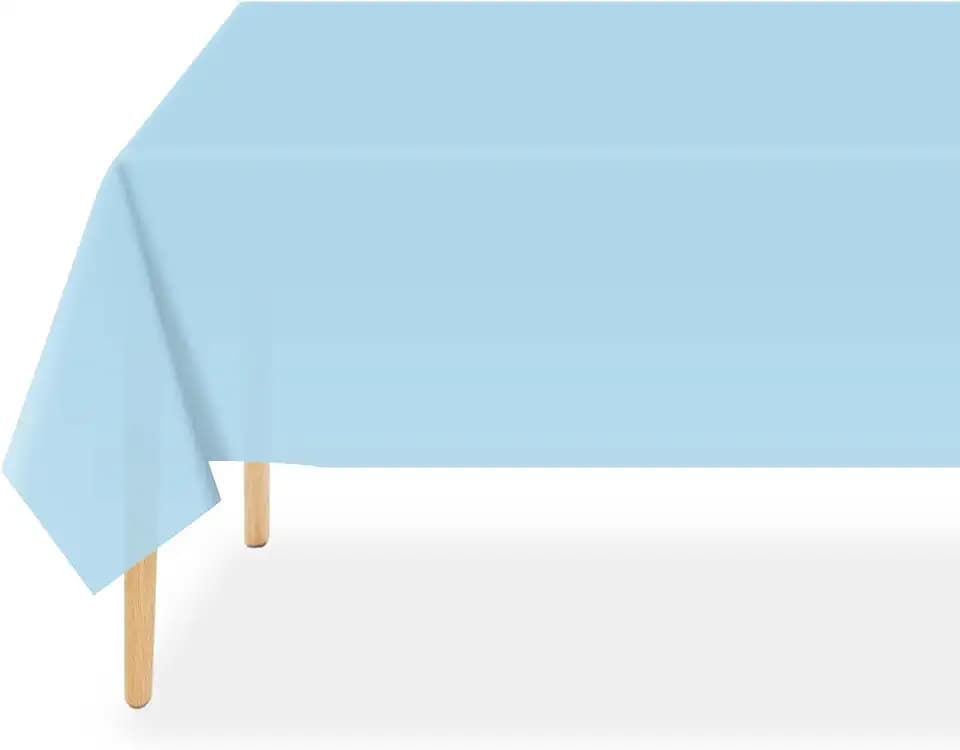 QIKSION 6 Pack Light Blue Plastic Tablecloth, Baby Blue Table Cloth