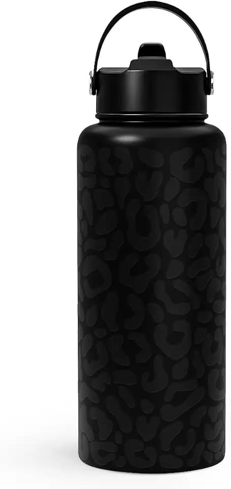 Leopard Water Bottle 32oz Stainless Steel Double Wall Vacuum Insulated with Lid, Leopard Print Water Bottles for Gym Sports Travel Outdoor, Gifts for Women Girls Ladies Birthday Christmas
