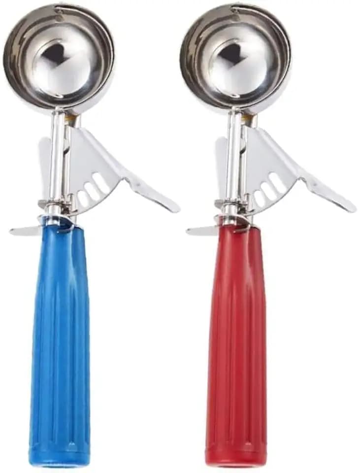 Meadow Lane #24 Ice Cream Disher Scoop, Stainless Steel, Red/Blue, 2-Pack
