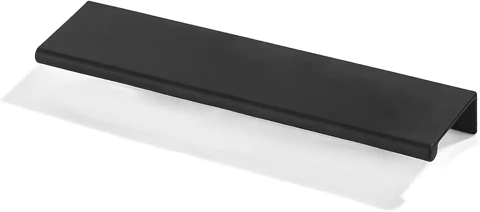 khtumeware 2 Pack 8 inch(203mm) Hole Center Black Finger Edge Pull Solid Zinc Drawer Pull Hidden Edge Treatment Hardware Matte Black Finger Pull Kitchen Drawer Hardware