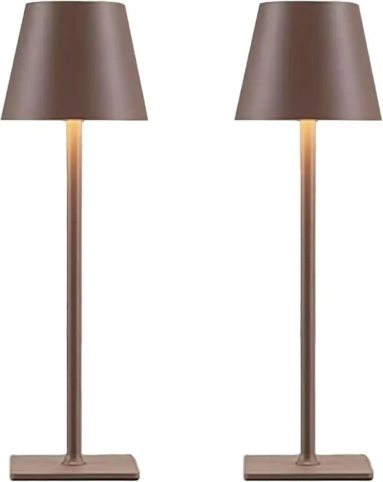 Brown Cordless Table Lamps Set of 2,Vintage Rechargeable Lamp for Restaurant Dinner Dining Kitchen Countertop Bathroom Counter Top Tabletop Lighting,Shower Lamp for Insider Shower,Lampara Recargable