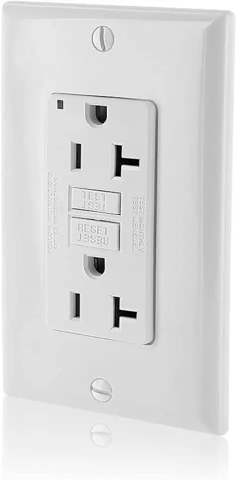 Leviton GFNT2-W Self-Test SmartlockPro Slim GFCI Non-Tamper-Resistant Receptacle with LED Indicator, Wallplate Included, 20-Amp, White