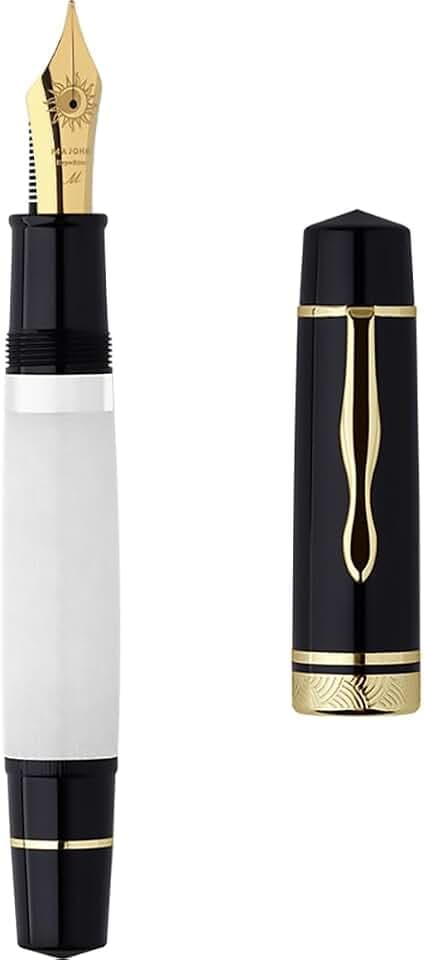 erofa Majohn P139#8 Medium Nib Fountain Pen with Box, Brass Piston System Large Capacity Writing Pen