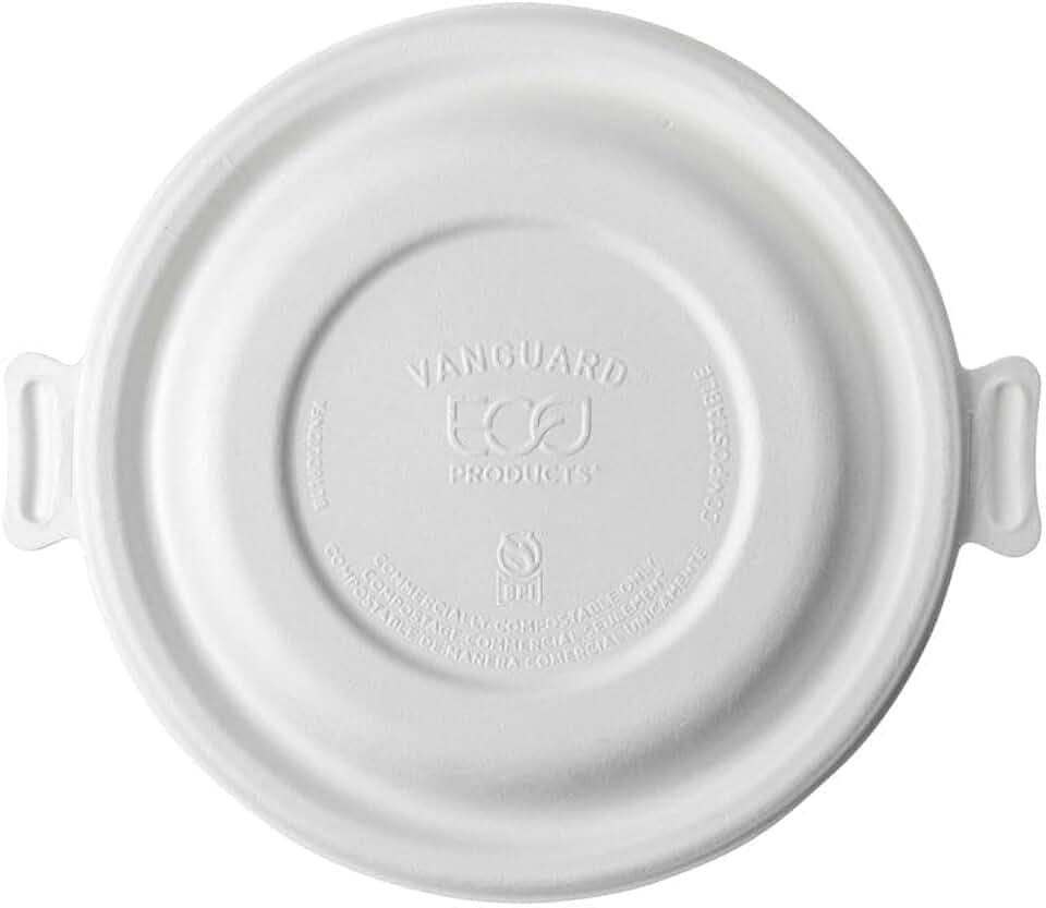 ECO PRODUCTS Compostable Dome Bowl Lids, Case of 400, Fits 12-16oz Coupe Bowls, Vanguard Tops, Disposable Renewable White Molded Fiber, No PFAS, Tree-Free, ASTM, BPI-Certified