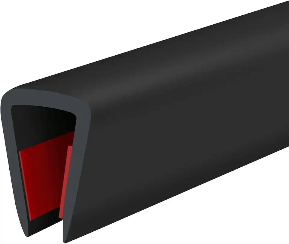 Rubber Edge Trim, Self-Adhesive Rubber Edge Protector for Sheet Metal, EPDM Material, Fit 5/16"(8mm), Black Color, U Channel Edge Trim, Total Length 20Ft