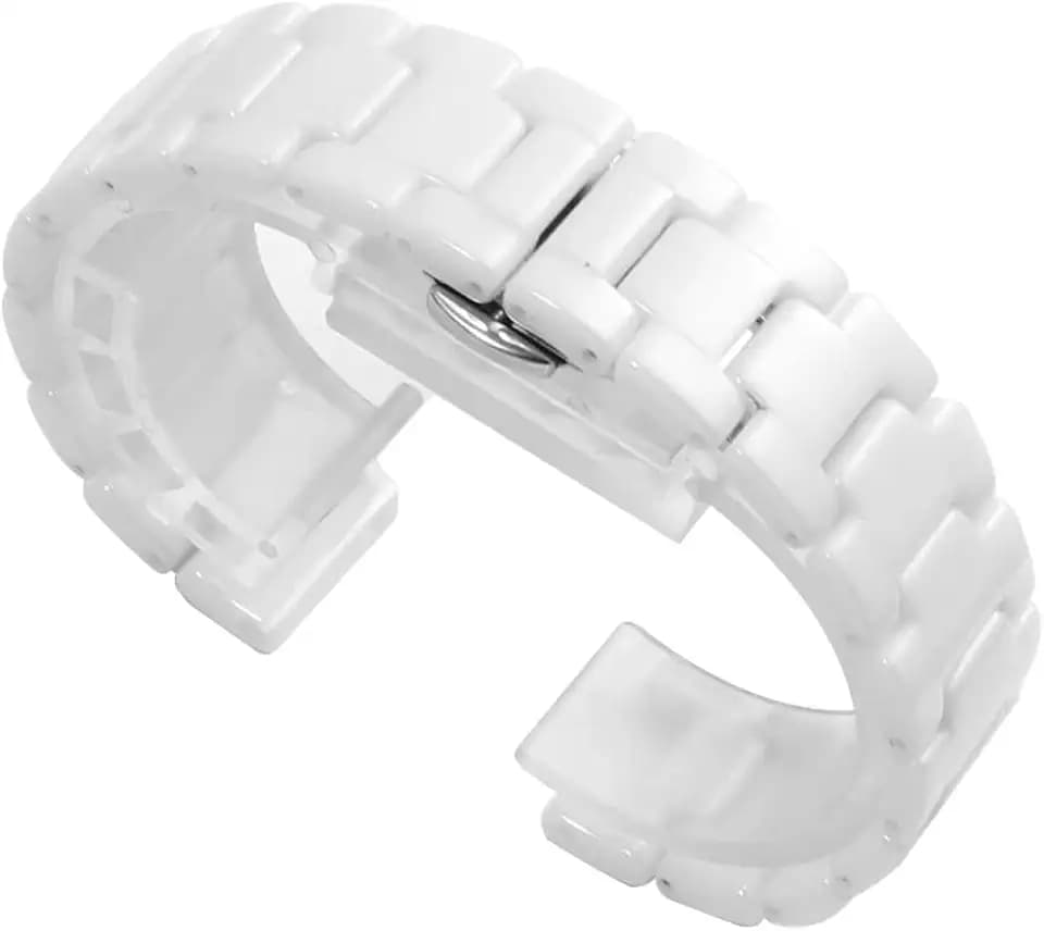 Ceramic Bracelet Watch Band Universal strap with Quick Release Pins Butterfly Buckle Deployment Clasp 14mm 16mm 18mm 20mm 22mm White Black