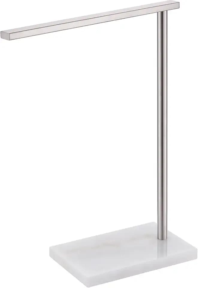 Standing Towel Rack Brushed Nickel 1-Tier Towel Bar for Bathroom Vanity Countertop with Heavy Marble Base Thicken Steady, Stainless Steel AN7002BR