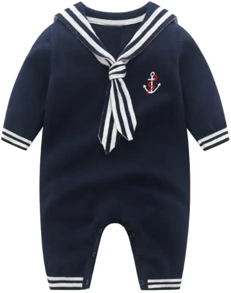 Mud Kingdom Boutique Baby Jungen Nautischer Pullover Strampler Streifen