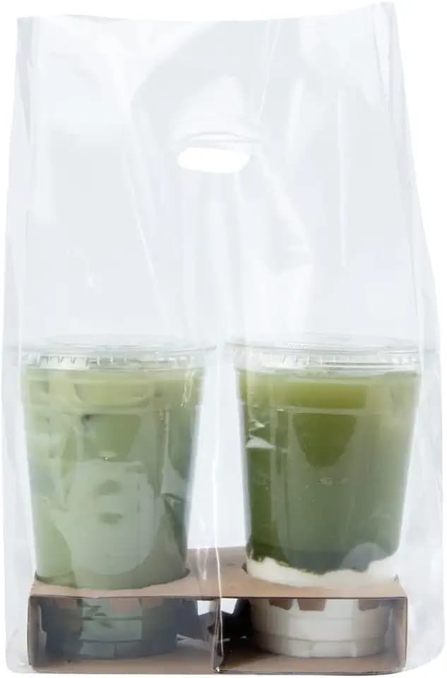Restaurantware Clear Plastic Take Out Bags, Fits 2 Cup Carrier, 100 Ct