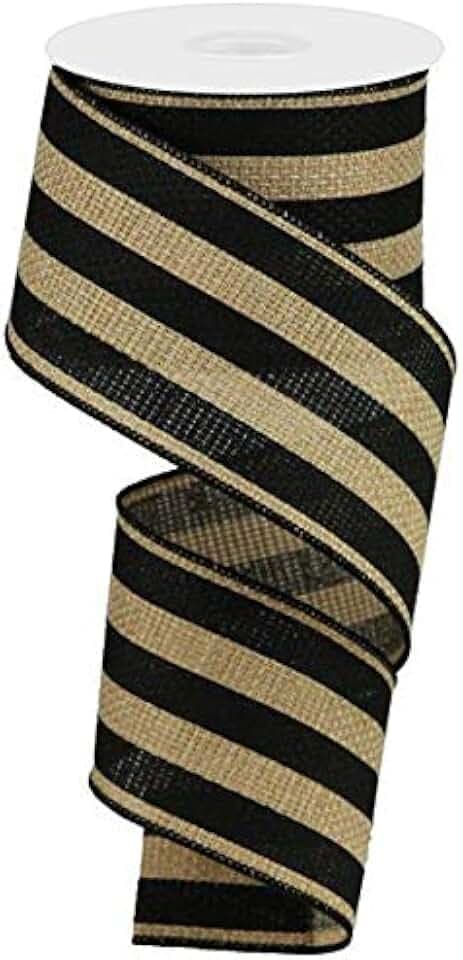 Stripe Wired Ribbon Wired Ribbon for Making Bold and Eye-Catching Birthday Party & Halloween Wreaths and Bows, 10 Yards 2.5 Inch