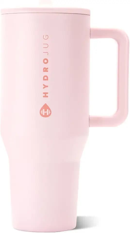 HydroJug Traveler 40oz, Insulated Tumbler with Handle & Straw, Pink Sand