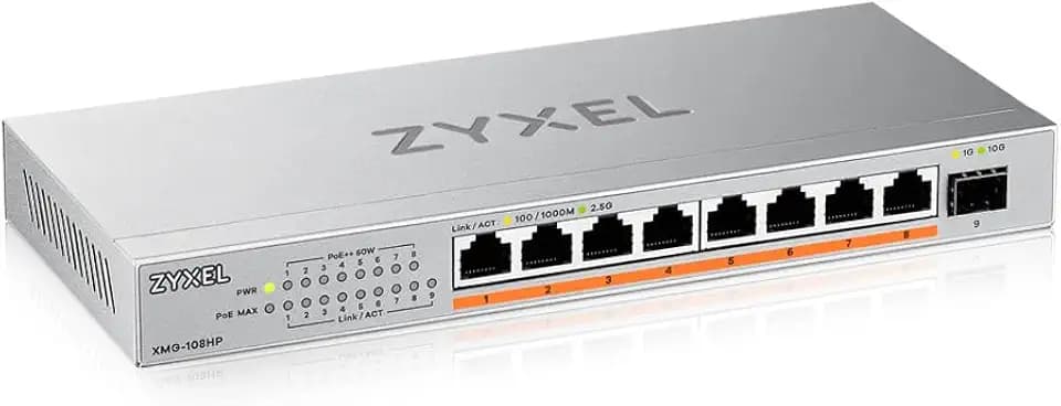 Zyxel Netzwerk Switch 8 Port | Unmanaged | 2.5G | PoE++ | XMG-108HP